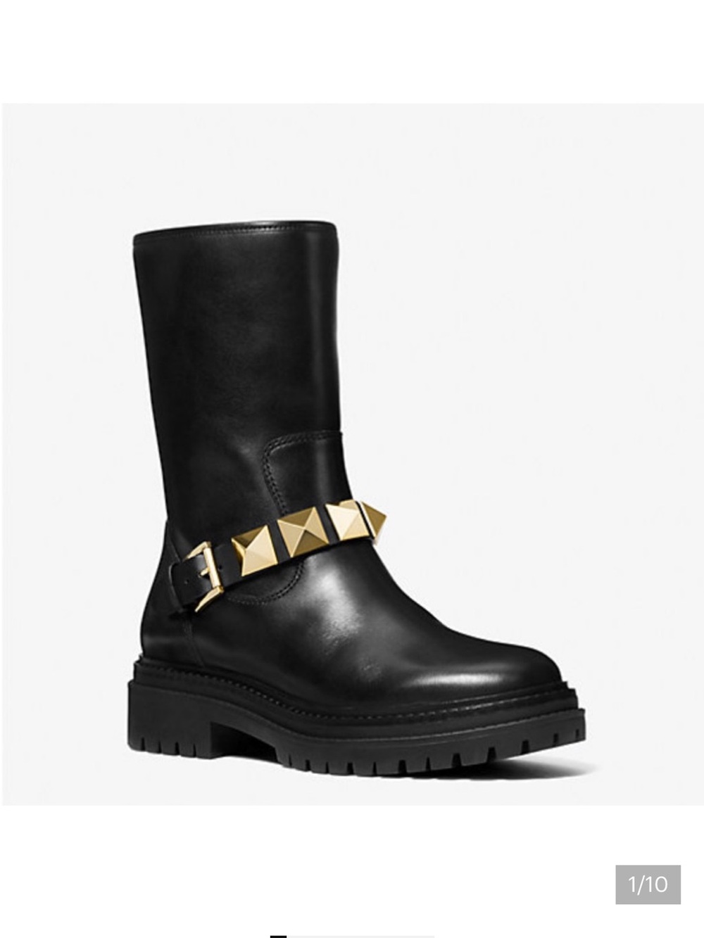 MICHAEL Michael Kors Black Leather Layton Studded Leather Boots Black or